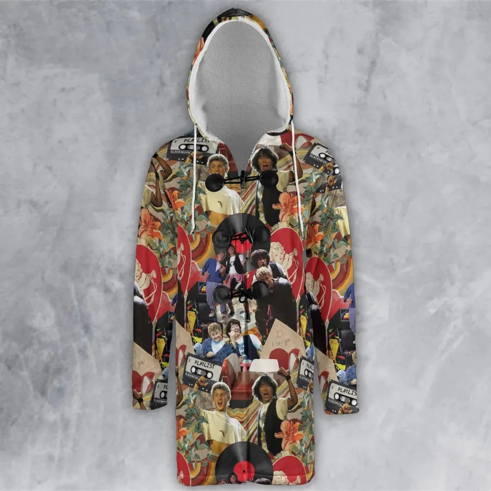 Vintage Collage Bill and Ted Hooded Cloak Coat - 2