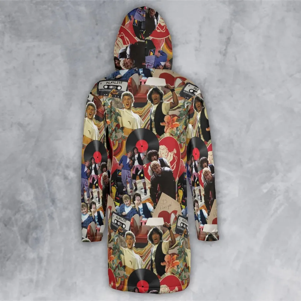 Vintage Collage Bill and Ted Hooded Cloak Coat - 3