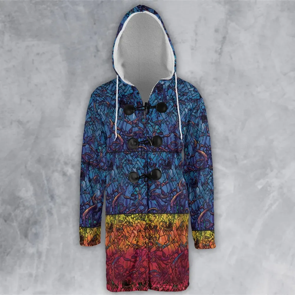 Stained Glass Cthulhu H.P Lovecraft Hooded Cloak Coat - 2