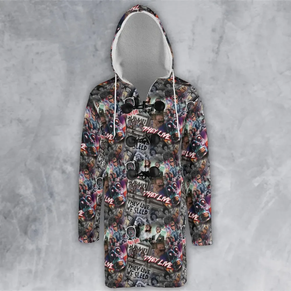 They Live Seamless Pattern Hooded Cloak Coat - 2