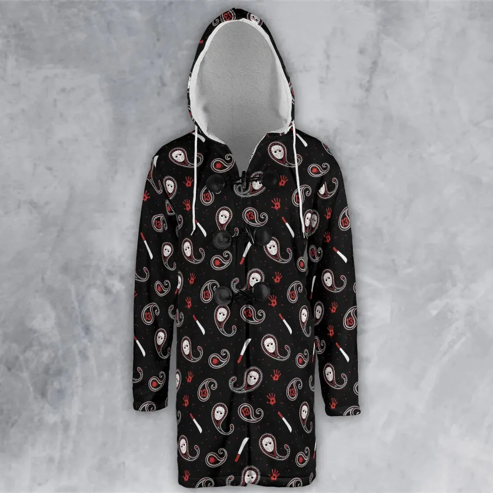 Jason Voorhees Friday The 13th Pattern Hooded Cloak Coat - 2