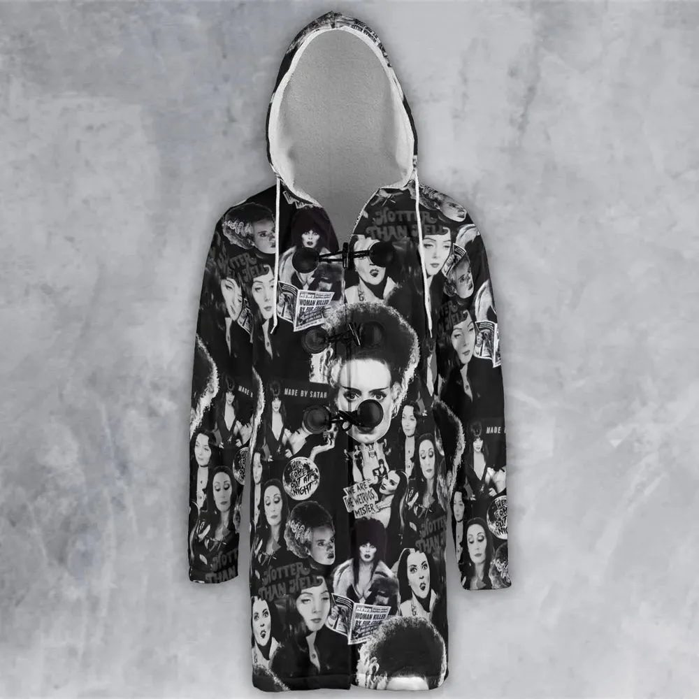 Horror Ladies Slay Collage Classic Horror Movies Hooded Cloak Coat - 2