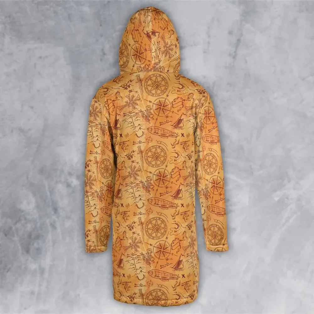 Vintage Adventure Map Indiana Jones Hooded Cloak Coat - 3