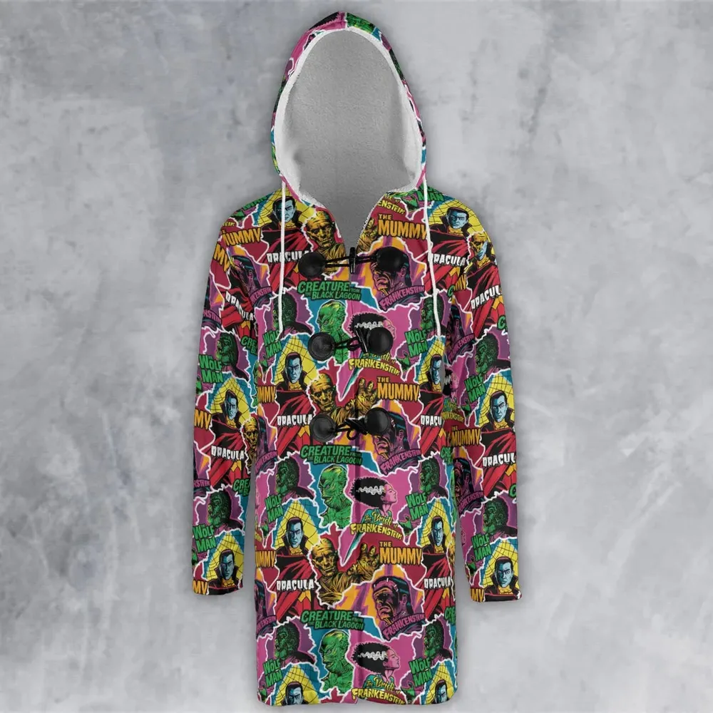Monsters Pop Collage Universal Monsters Hooded Cloak Coat - 2