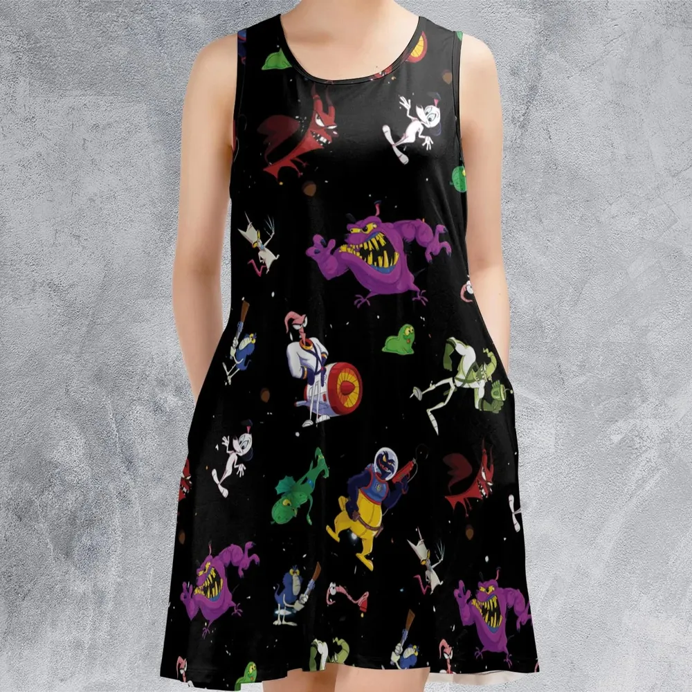 Earthworm Jim And Od Characters Sleeveless Dress - 2