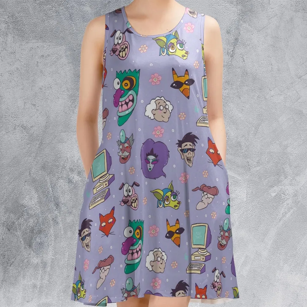 Floral Courage Courage the Cowardly Dog Sleeveless Dress - 2
