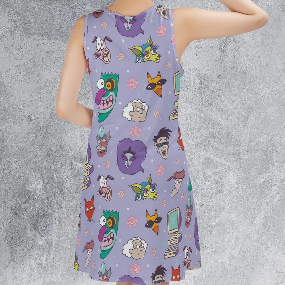 Floral Courage Courage the Cowardly Dog Sleeveless Dress - 3