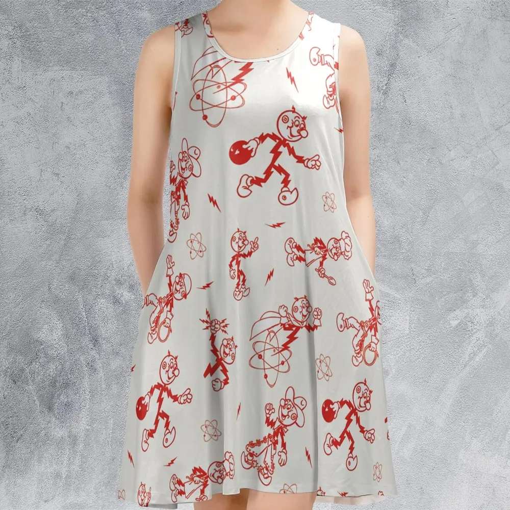 Vintage Style Nostalgic Reddy Kilowatt Sleeveless Dress - 2