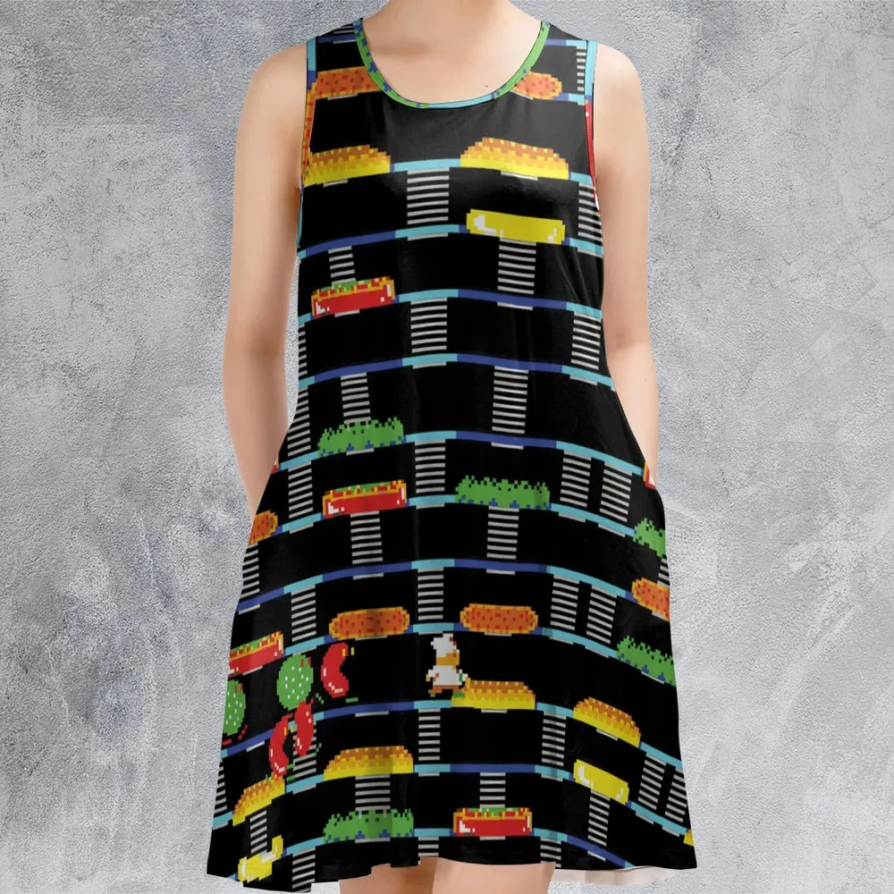 BurgerTime Arcade Game Sleeveless Dress - 2