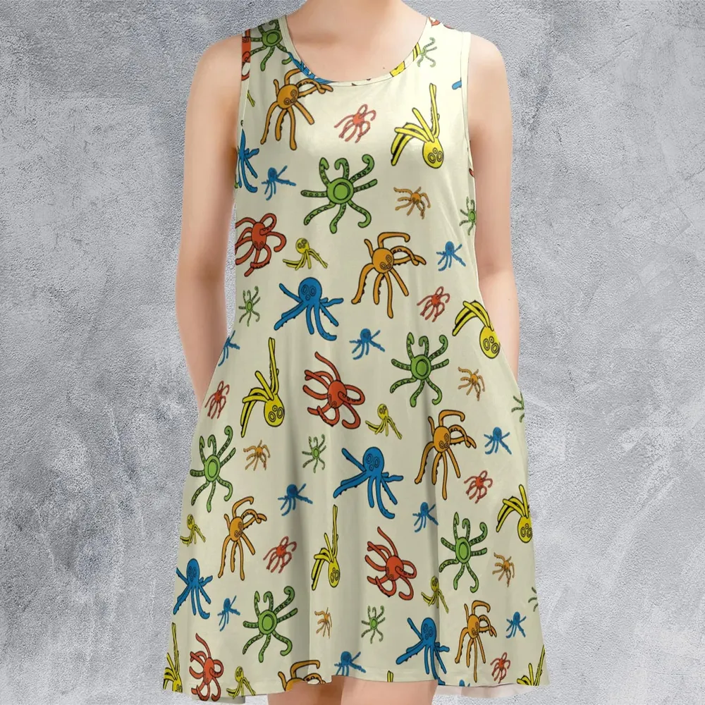 Walks Creeps Tumbles Wacky Wallwalkers Sleeveless Dress - 2
