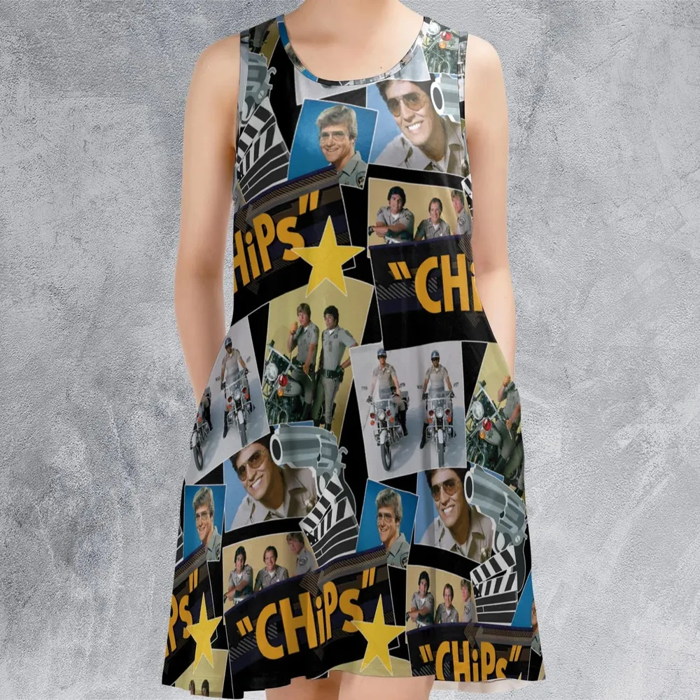 70s Flashback Chips Sleeveless Dress - 2