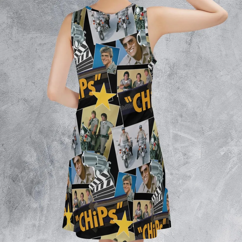 70s Flashback Chips Sleeveless Dress - 3