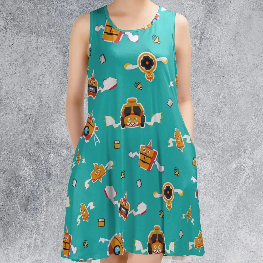Pixel Rotom Electric Pokemon Sleeveless Dress - 2