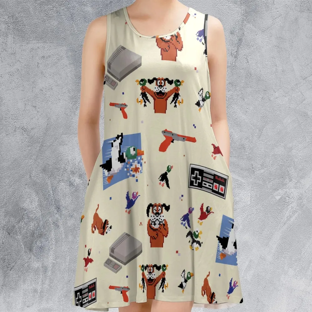 Retro Video Game Duck Hunt Sleeveless Dress - 2