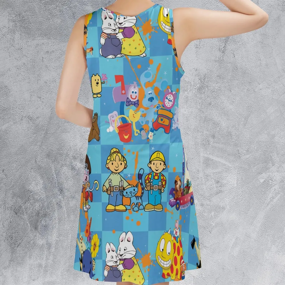 90s cartoon Nostalgic Sleeveless Dress - 3