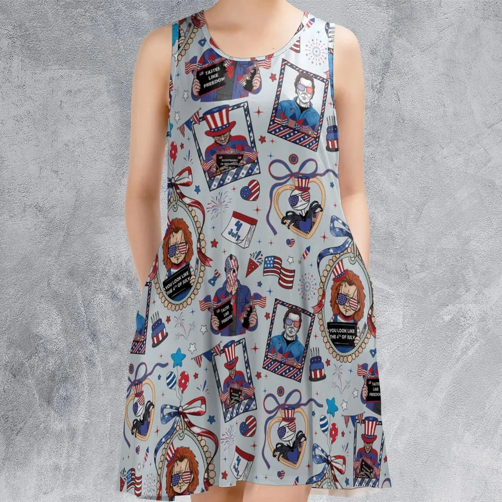 Patriotic Horror Sleeveless Dress - 2