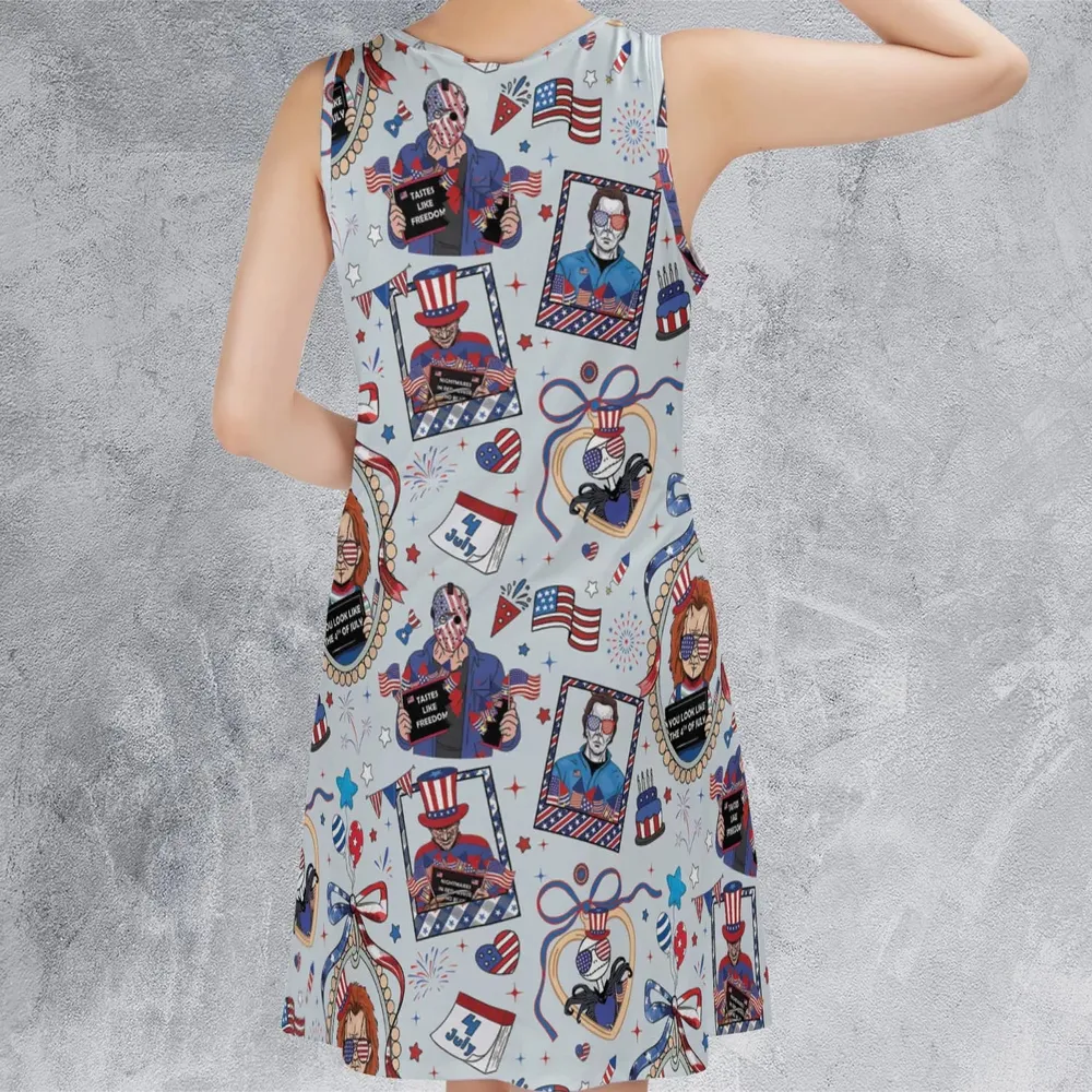 Patriotic Horror Sleeveless Dress - 3