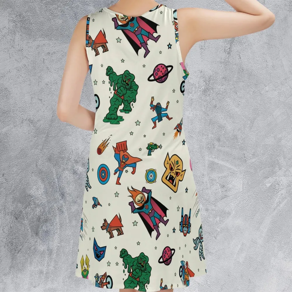 Nastalgic Cartoon Villains Sleeveless Dress - 3