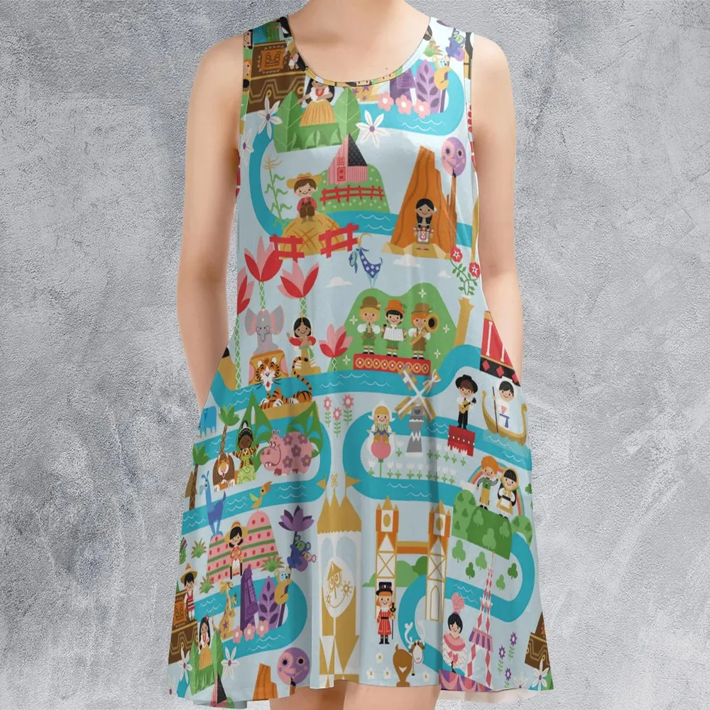 It's Small World Map Sleeveless Dress - 2