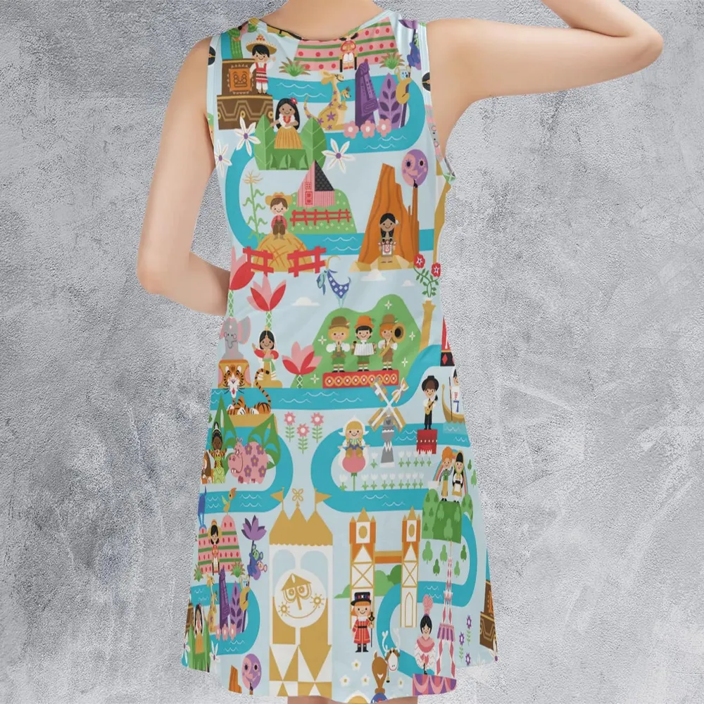 It's Small World Map Sleeveless Dress - 3