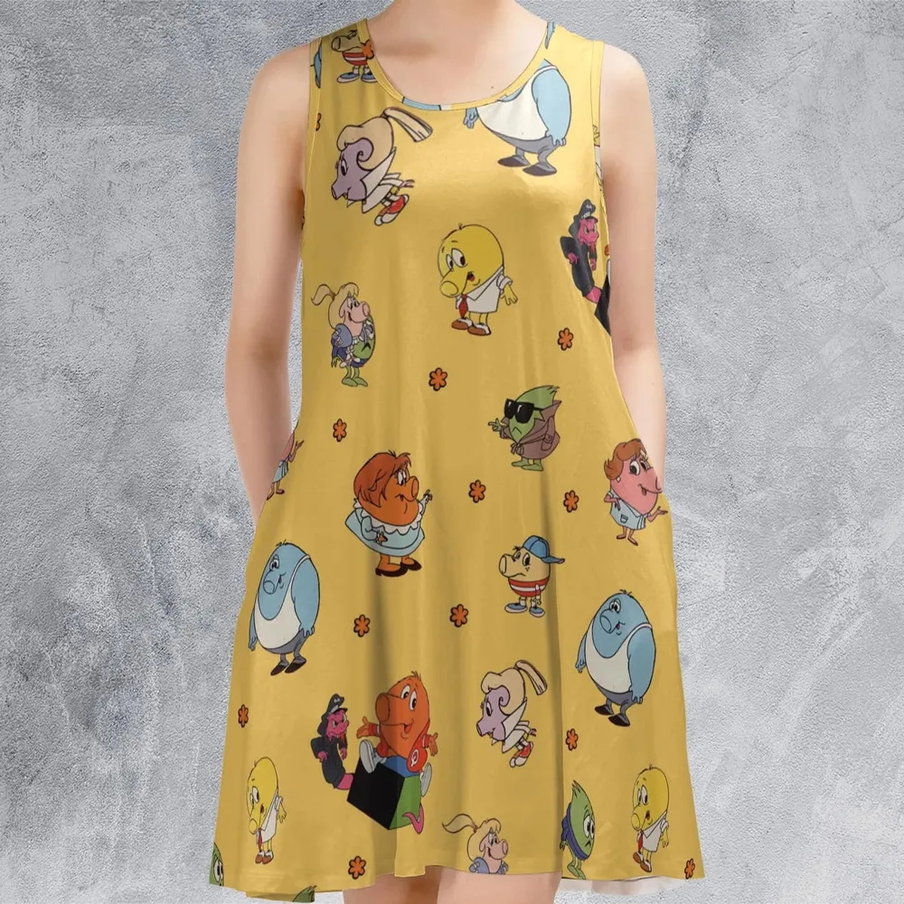80s Arcade Game Qbert Sleeveless Dress - 2