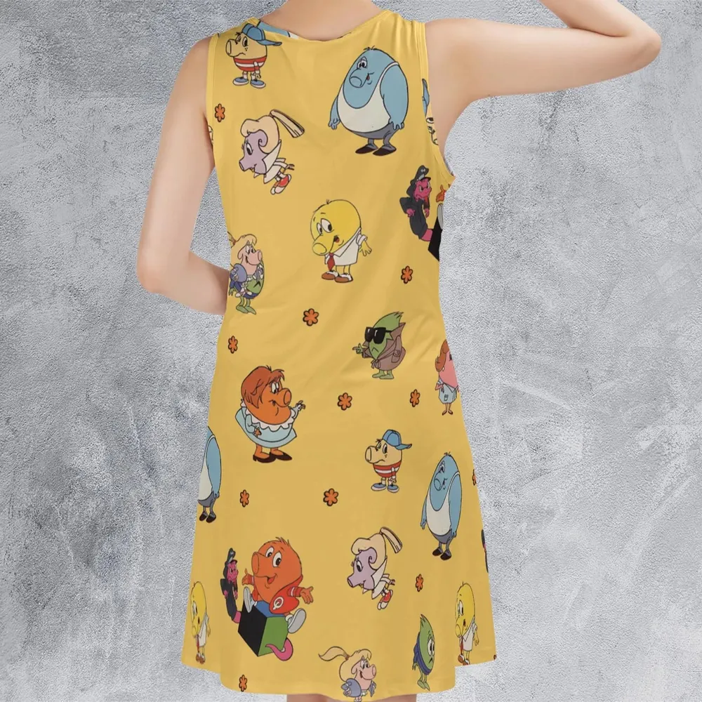 80s Arcade Game Qbert Sleeveless Dress - 3
