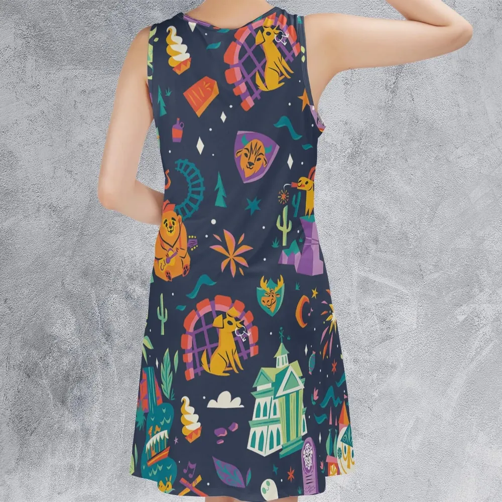 Magic Kingdom Theme Sleeveless Dress - 3