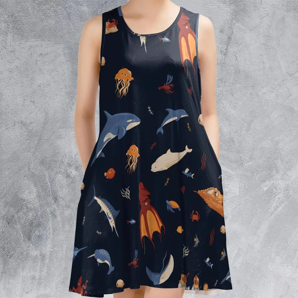 Around The Word Under The Sea Sleeveless Dress - 2