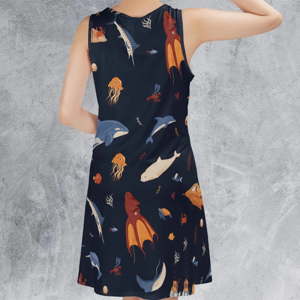Around The Word Under The Sea Sleeveless Dress - 3