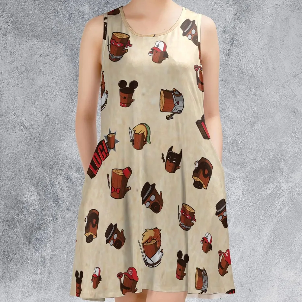 Pop Culture Characters Logs  Ren & Stimpy Sleeveless Dress - 2