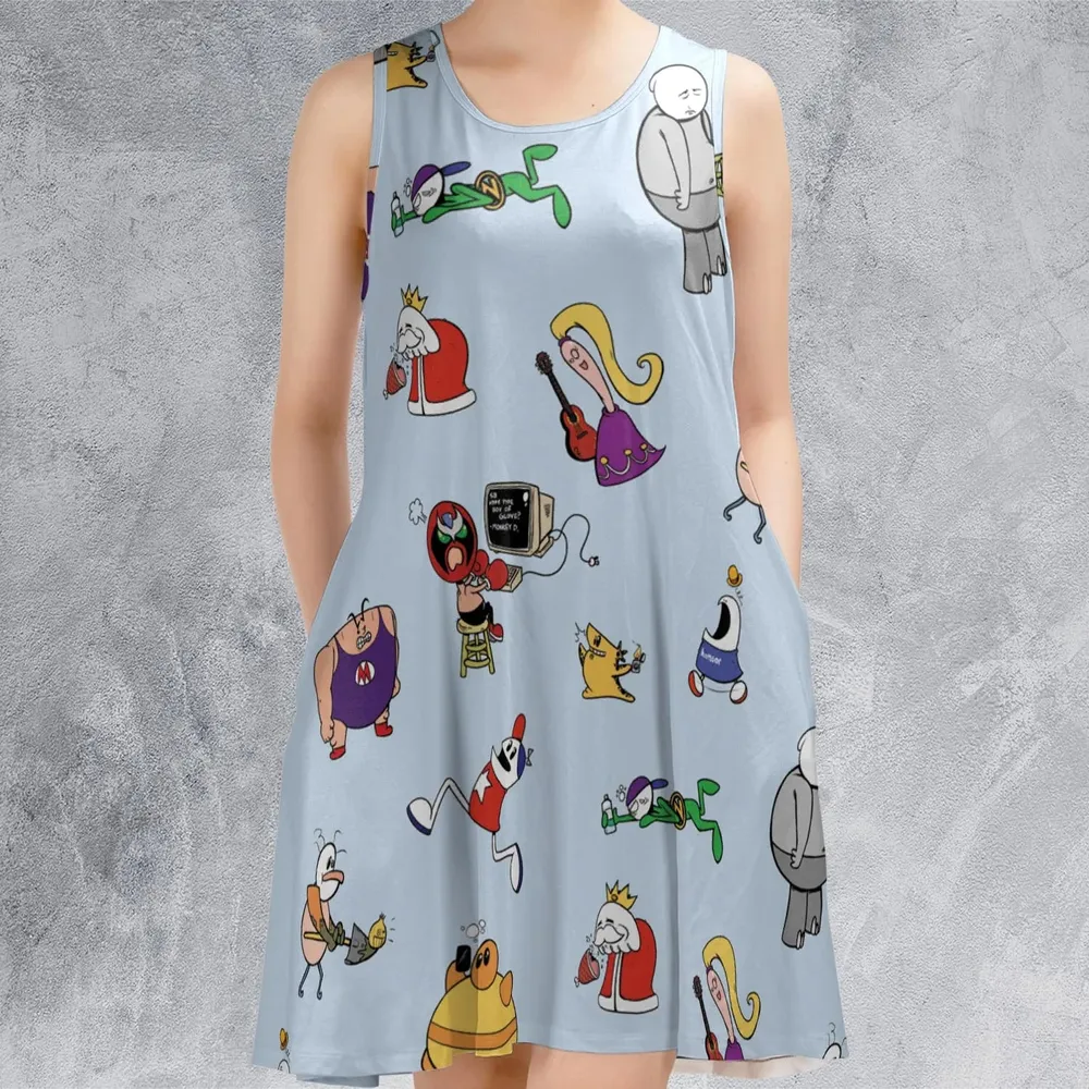 Retro Webtoon Homestar Sleeveless Dress - 2