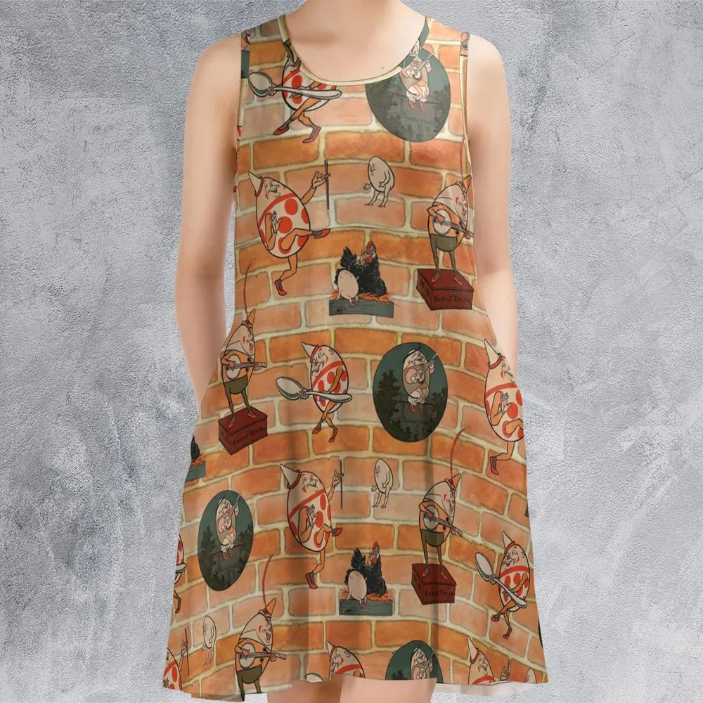 Retro Humpty Dumpty Sleeveless Dress - 2