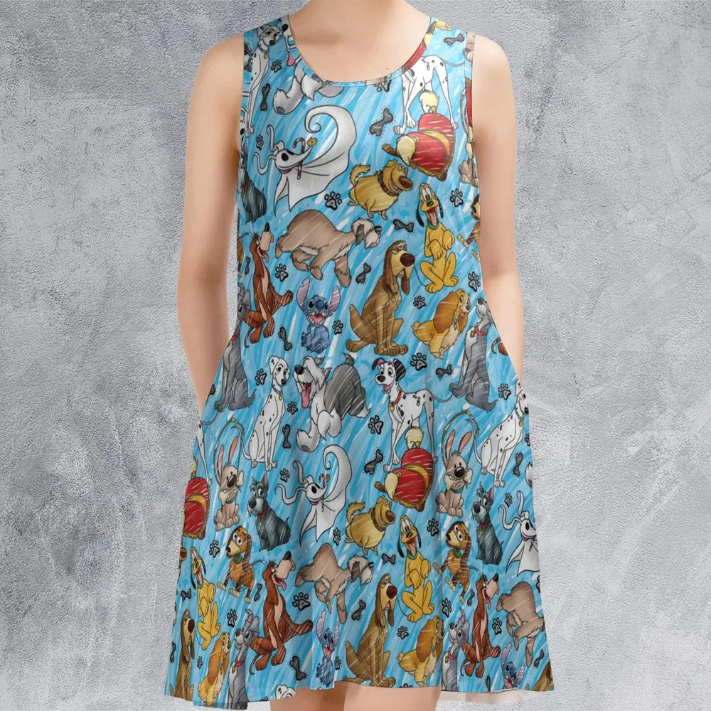 Animation Dogs Sleeveless Dress - 2