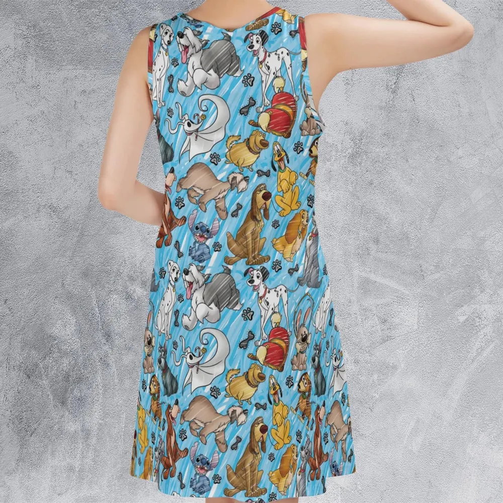 Animation Dogs Sleeveless Dress - 3