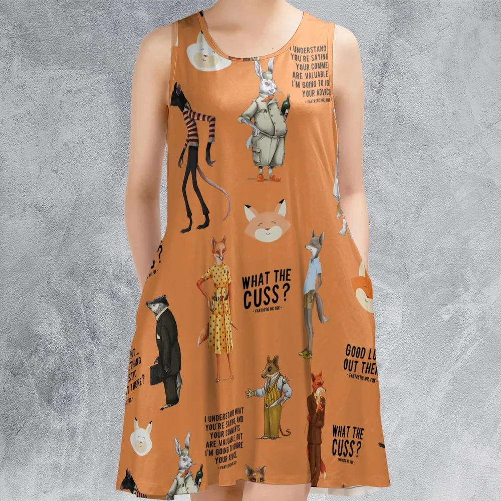 Cuss You Are Fantastic Mr. Fox Sleeveless Dress - 2