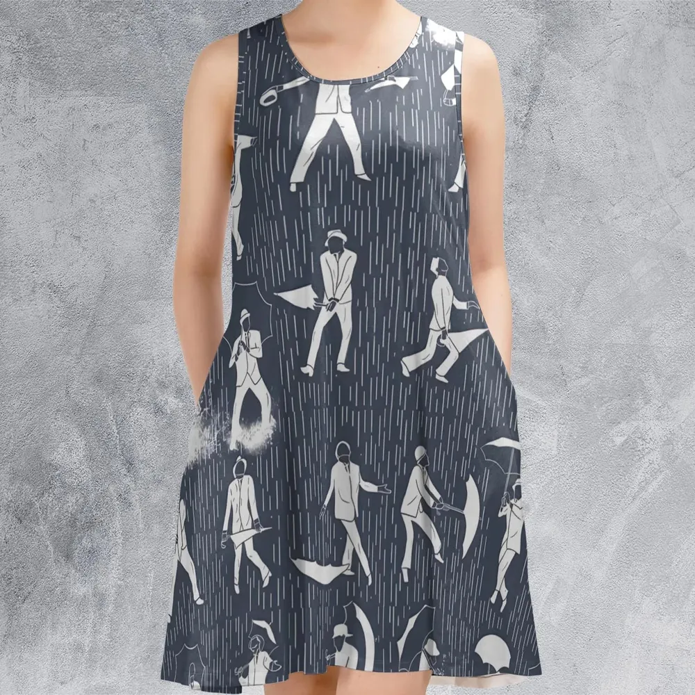 Singin' in the Rain Wall Mural Sleeveless Dress - 2