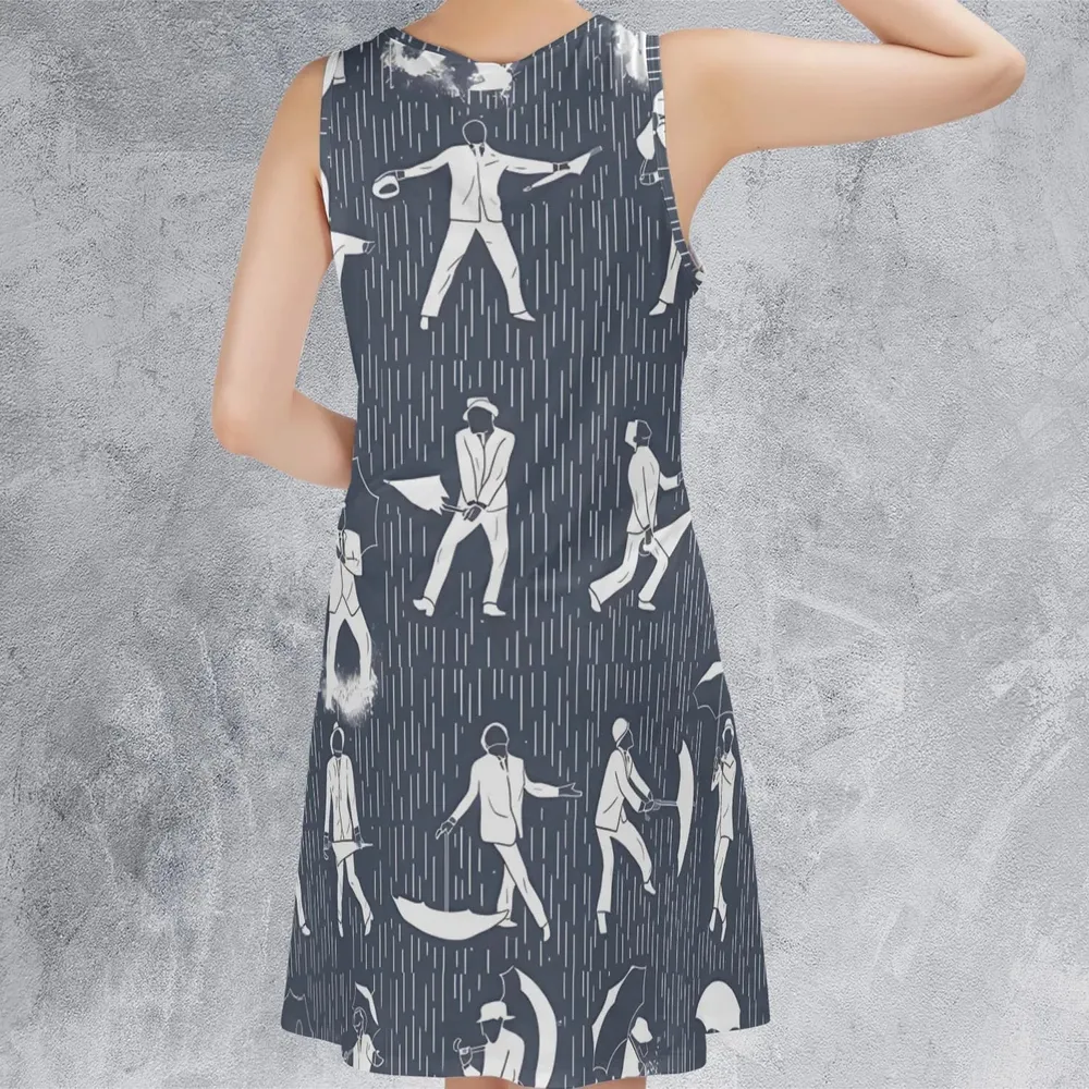 Singin' in the Rain Wall Mural Sleeveless Dress - 3