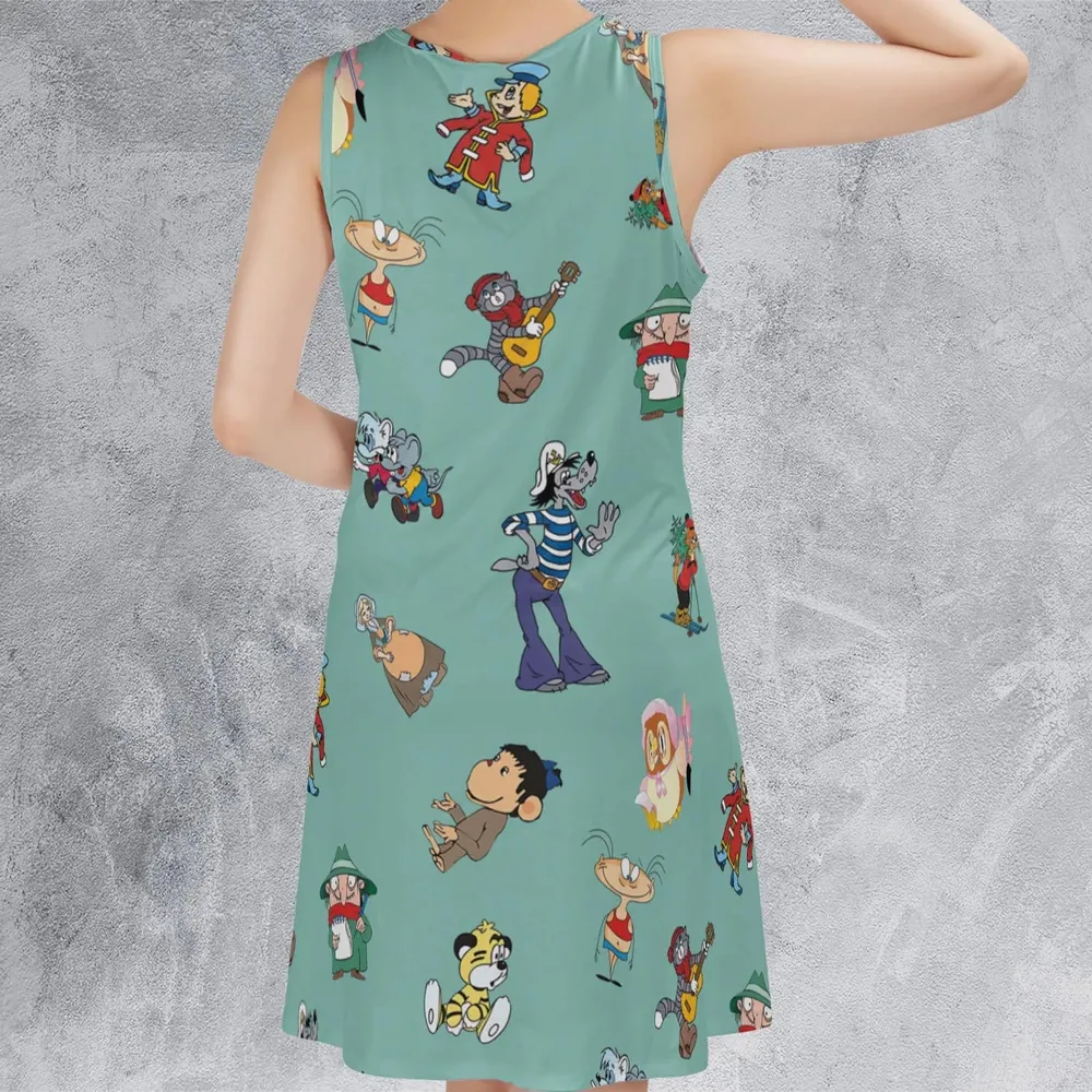 Russian Cartoon Characters Sleeveless Dress - 3