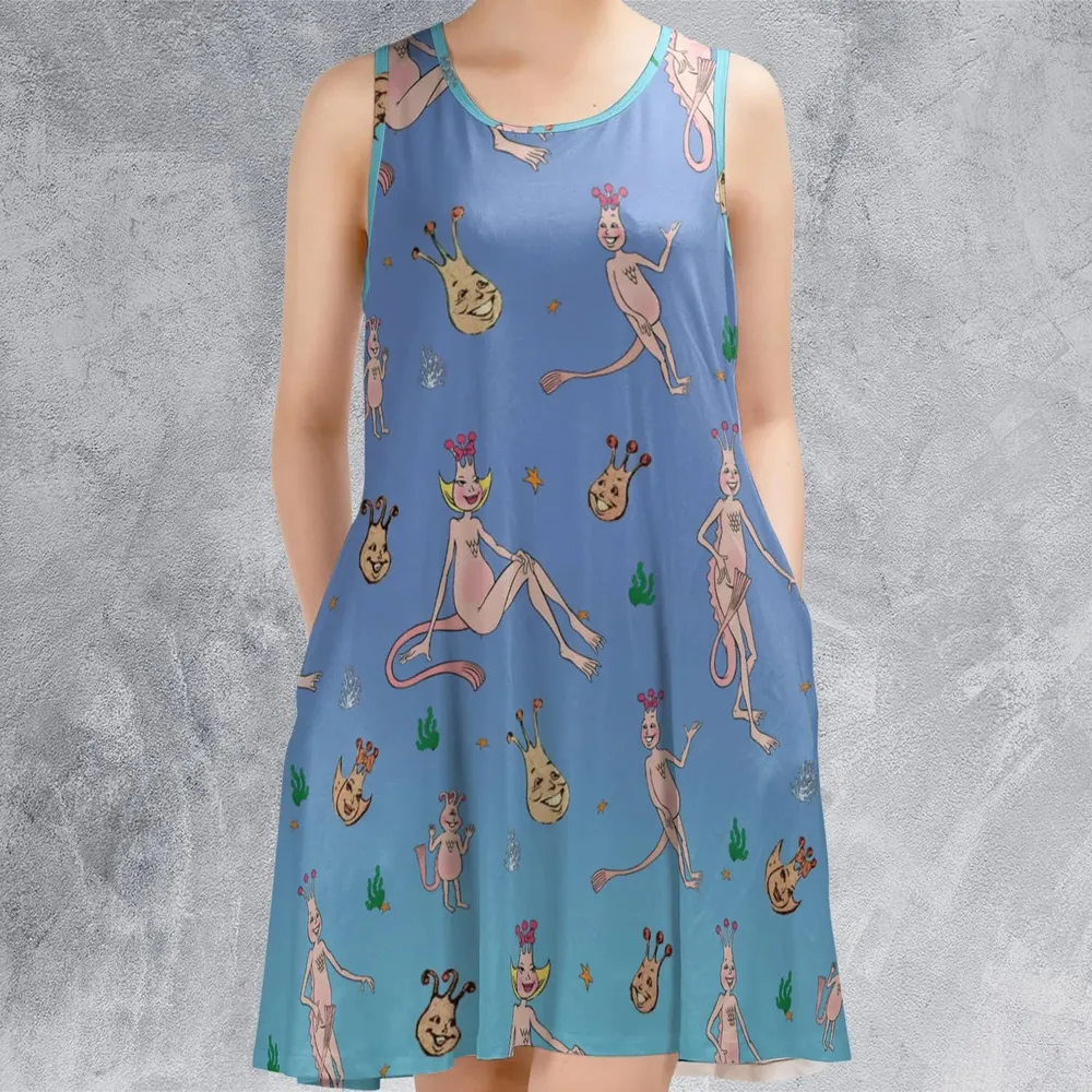 Who You Callin' One-eyed Shrimp Sea-Monkeys Sleeveless Dress - 2