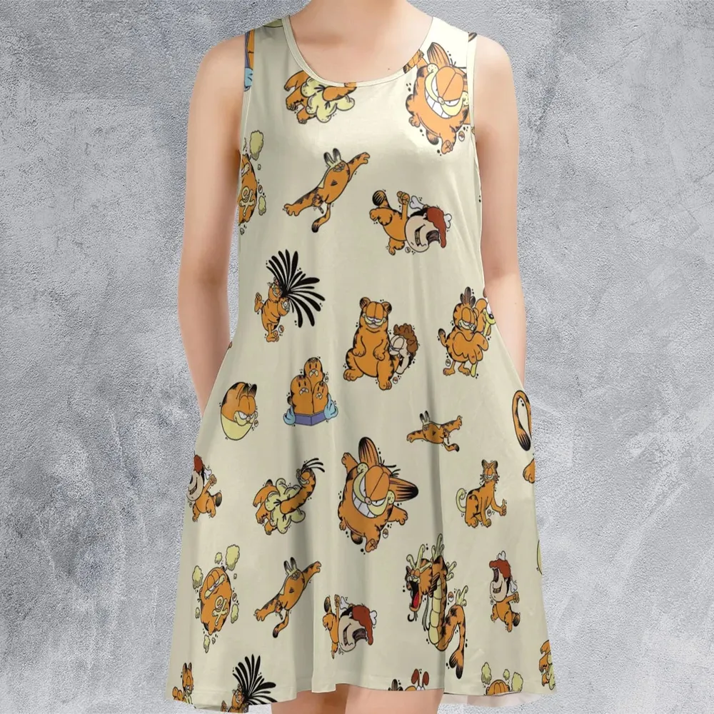 Lazy Legend Garfield Pokemon Mashup Sleeveless Dress - 2