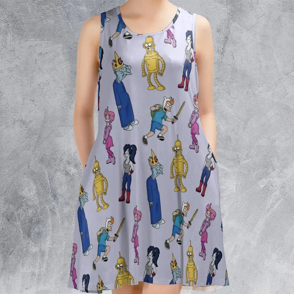 Future Time Futurama Adventure Time Mashup Sleeveless Dress - 2
