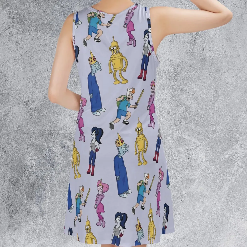 Future Time Futurama Adventure Time Mashup Sleeveless Dress - 3