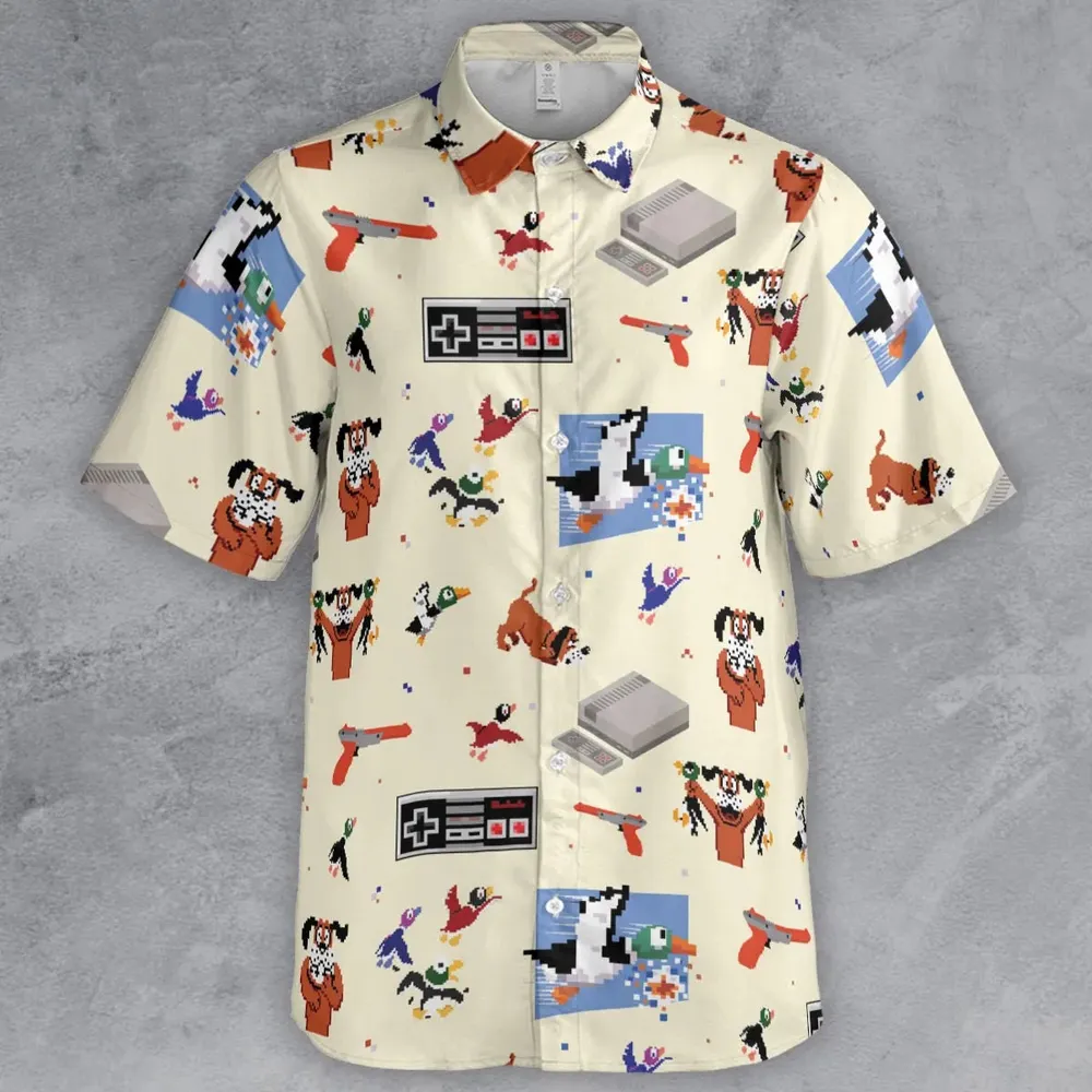 Retro Video Game Duck Hunt Button Down Shirt - 2