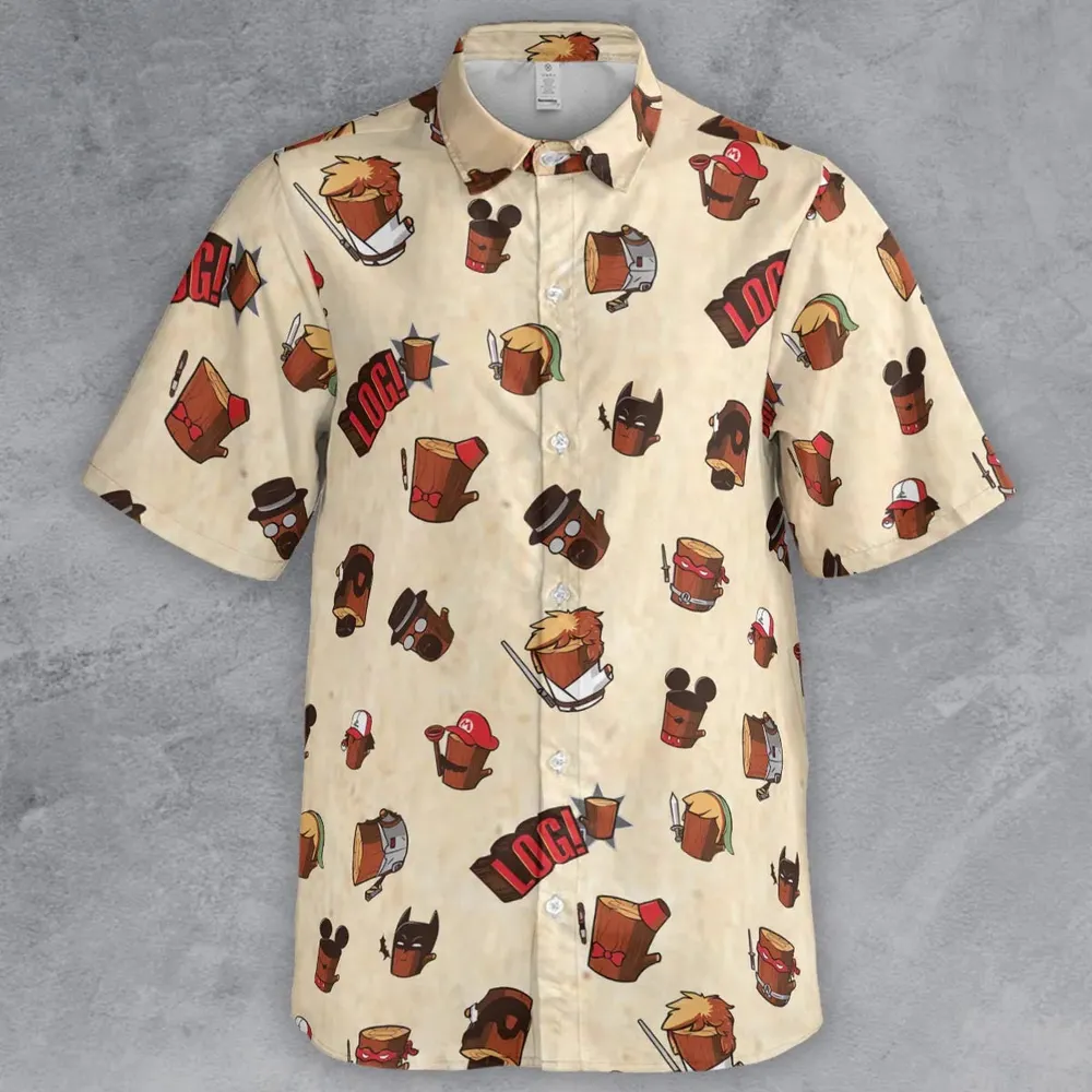Pop Culture Characters Logs  Ren & Stimpy Button Down Shirt - 2