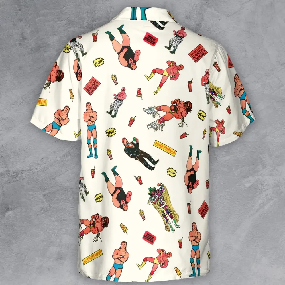 Wrestling Superstars Hulk Hogan Macho Man Logos Button Down Shirt - 3