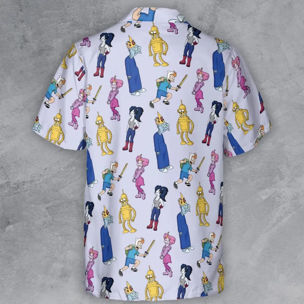 Future Time Futurama Adventure Time Mashup Button Down Shirt - 3