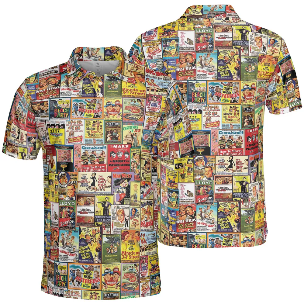 Vintage Comedy Film Posters AOP Men/Women Polo Shirt - 2