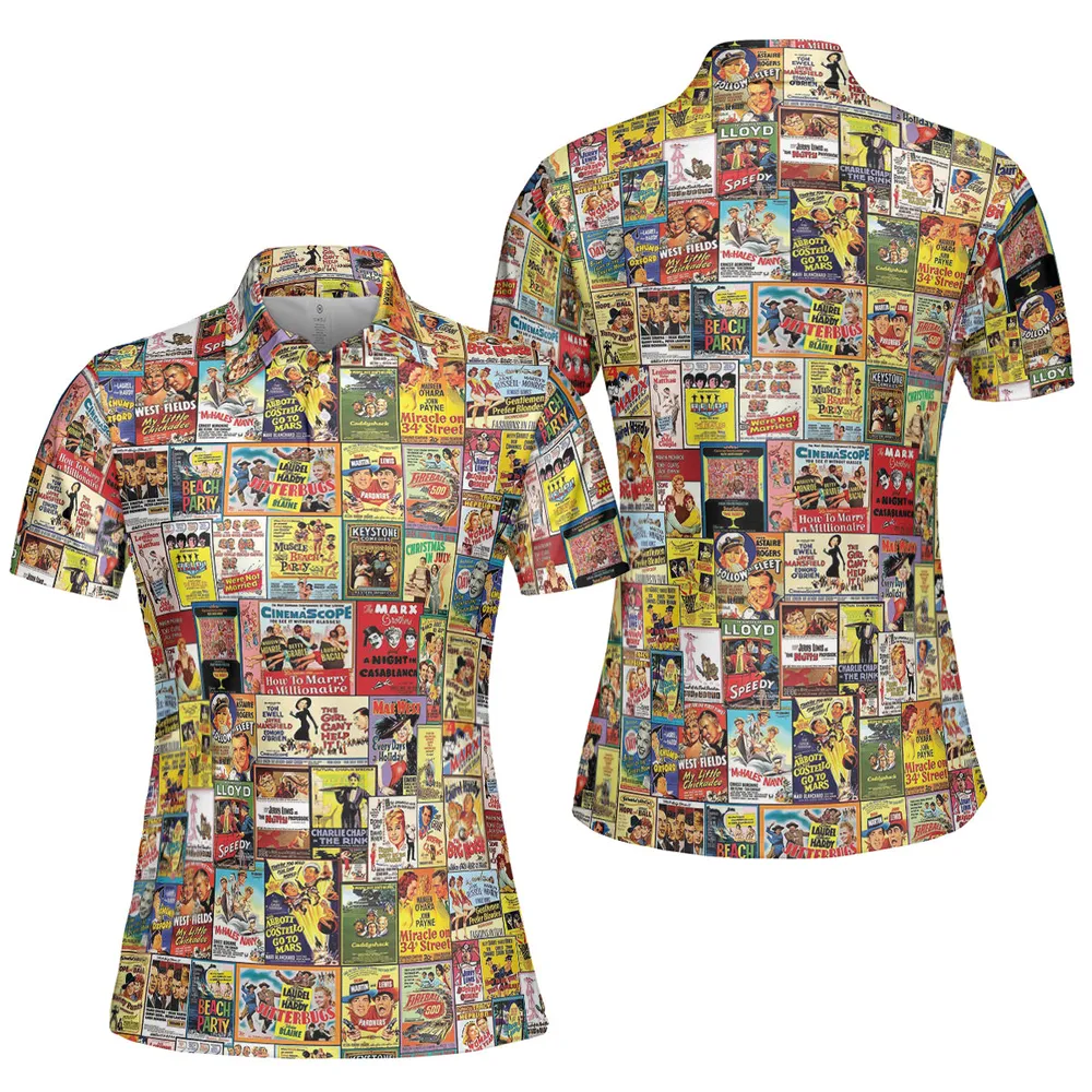 Vintage Comedy Film Posters AOP Men/Women Polo Shirt - 5
