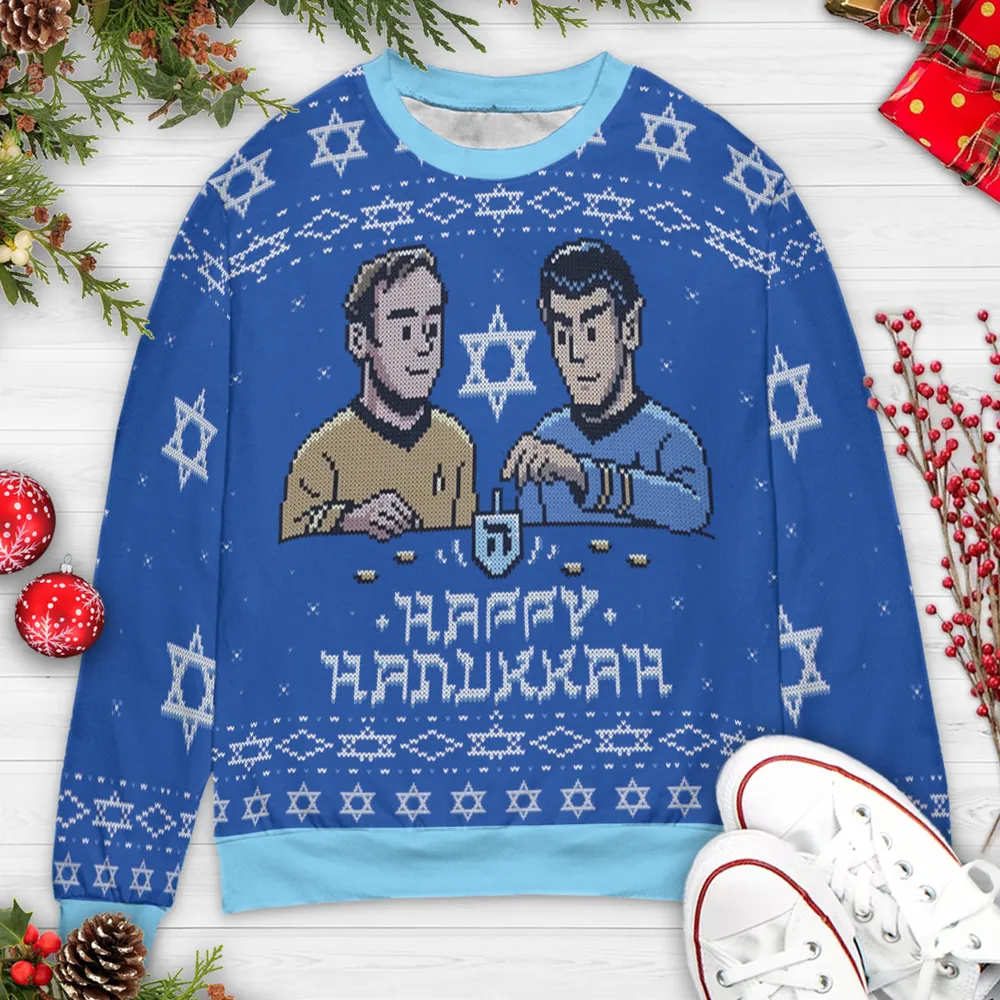 Celebrate Hanukkah Star Trek Ugly Christmas Sweatshirt - 4