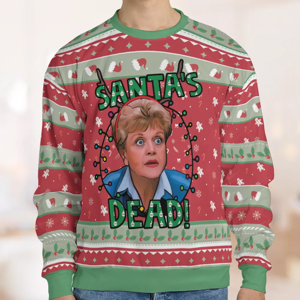 Santa's Dead Murder She Wrote Ugly Christmas Sweatshirt - 1